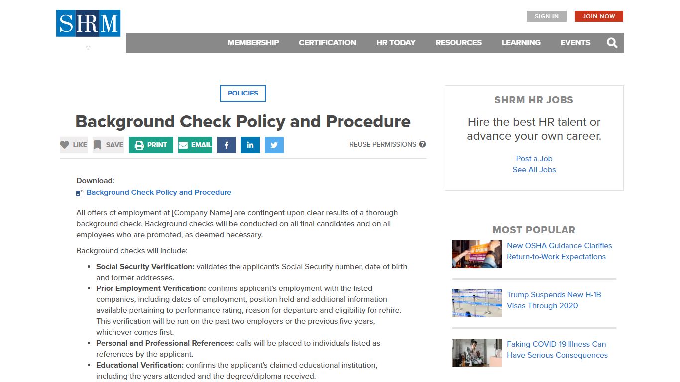 Background Check Policy and Procedure - SHRM